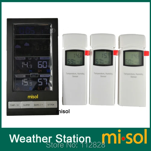 Беспроводная метеостанция с 3 датчиками канала цветной экран|Приборы для