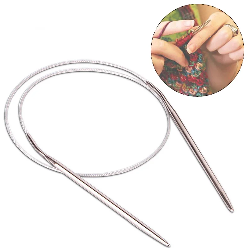 Extended Ring Needle 43/60/120cm Wire Rope Stainless Steel Sweater Pin 6 - 16 Knitting Tool Crochet | Дом и сад