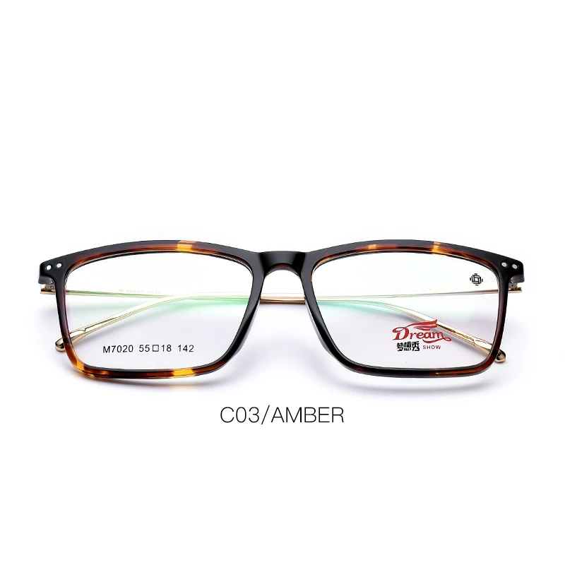C03 Amber Мужские TR90 Оптическое стекло es оправа прозрачная Близорукость глаз Стекло корейский рецепт очки Рамка# M7020 - Цвет оправы: C03 Amber