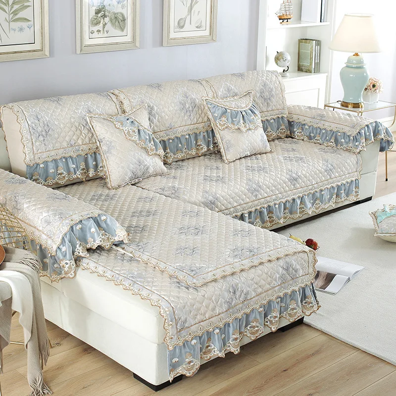 Европейские чехлы для диванов секционные Чехлы гостиной роскошный кружевной
