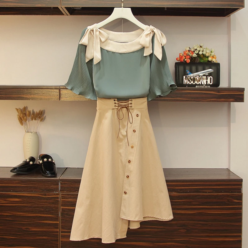 2020 новые летние модные женские комплекты свободные шифоновые топы с бантом и