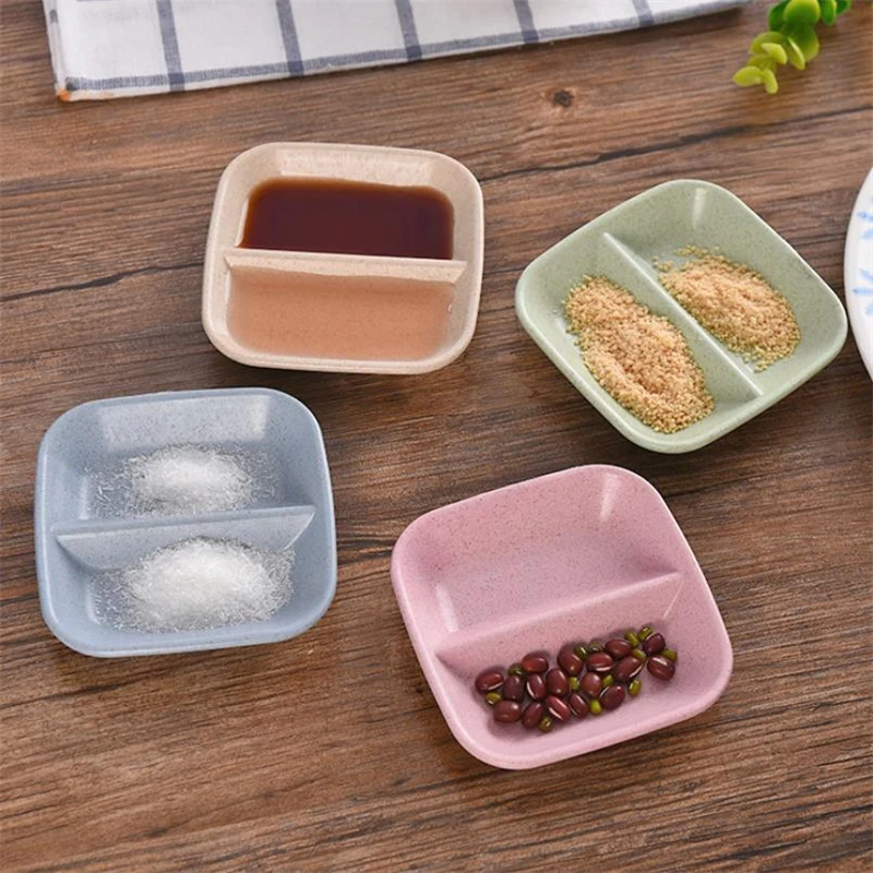 

New Japanese Style Square Dish Wheat Straw Seasoning Dessert Snack Plate Vinegar Chili Sauce Ketchup Dressing Home Kitchen Tools