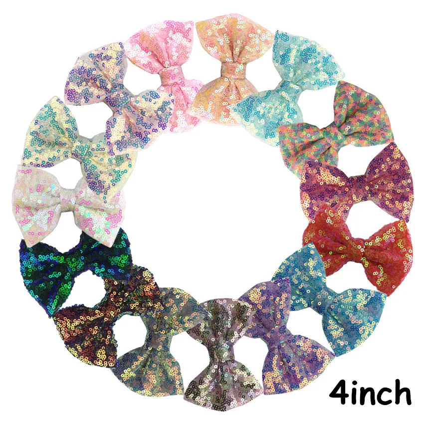 5 шт./лот 4 ''с вышивкой и блестками бант для волос с заколка бантом зажимы типа