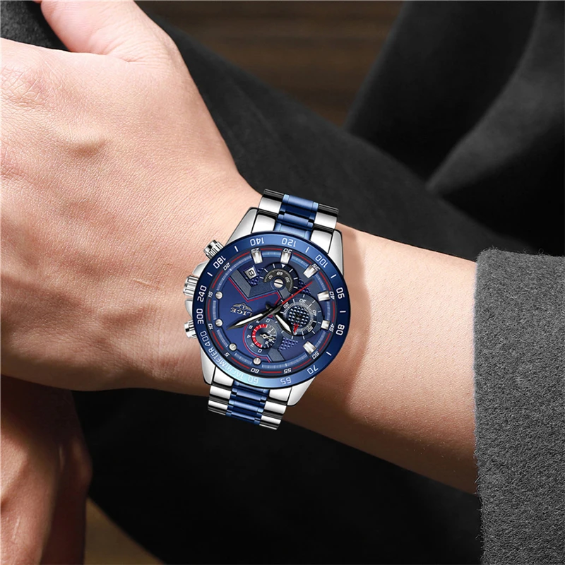 relogio masculino lige hot fashion mens watches top brand luxury wrist watch quartz clock blue watch men waterproof chronograph free global shipping