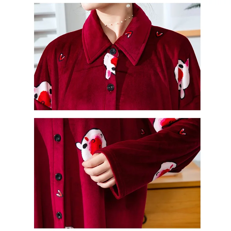 Фланелевые пижамные комплекты женские зимние пижамы кардиган с длинными