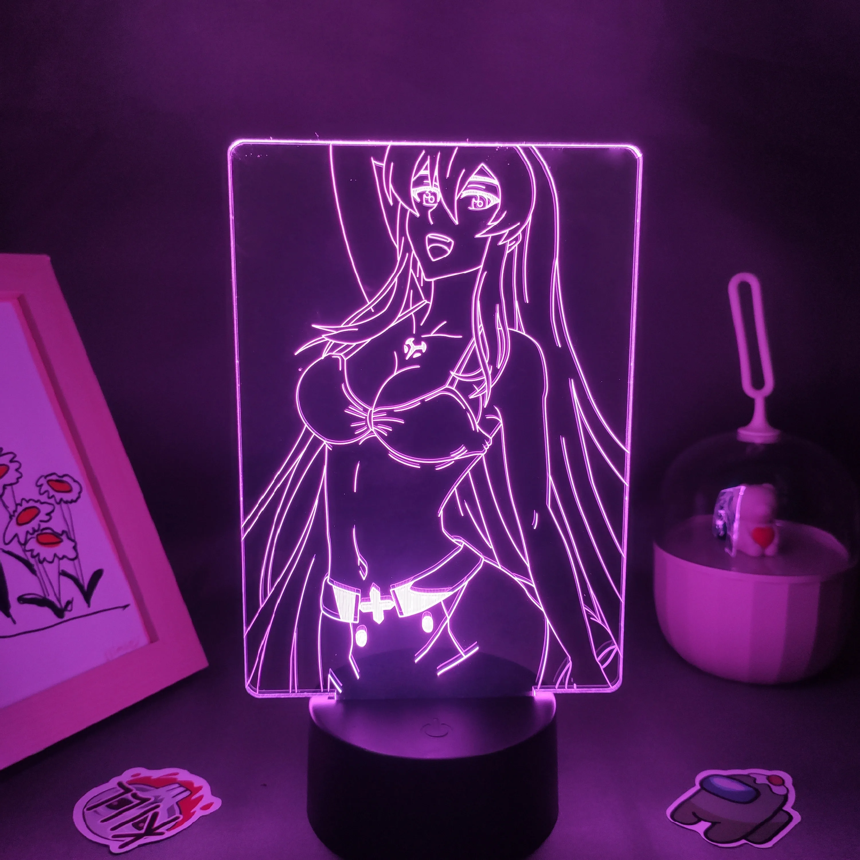 

Anime 3D Lamps Akame Ga Kill Figure Esdese Esdeath LED RGB Night Lights Birthday Gifts For Friend Bedroom Manga Table Decoration