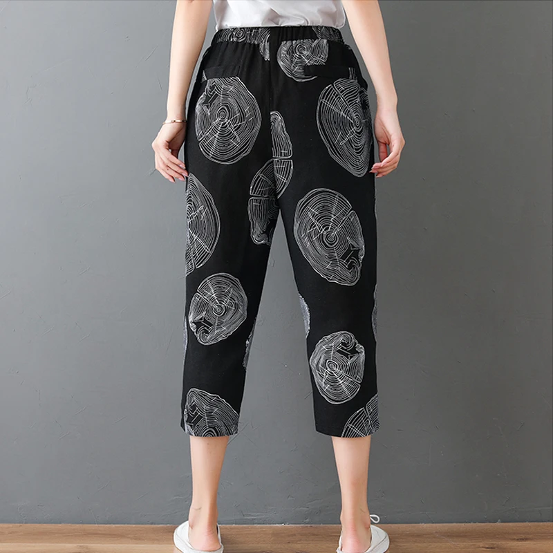 Женские брюки 2021 винтажные в горошек с принтом женские поясом на резинке модель