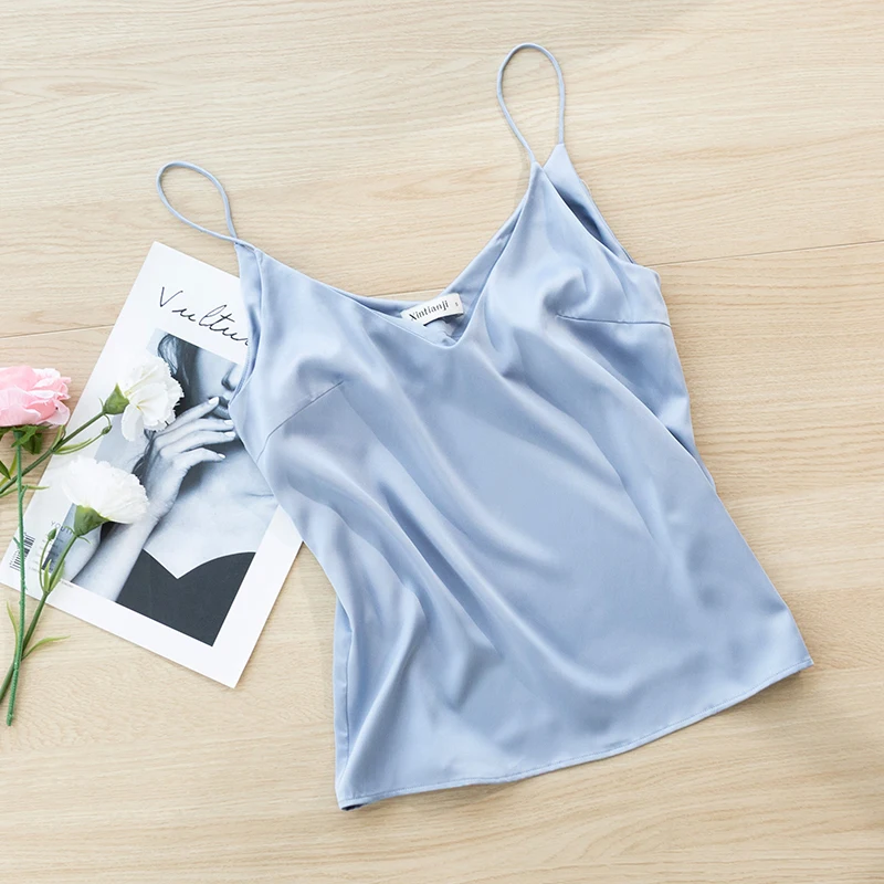 Women Loose Tank Top Fashionable Silky Satin Camisole For All Seasons Blusas