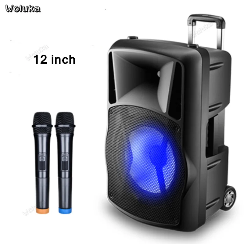 B 12 inch Bluetooth супер-мощный стерео динамик дорожный рюкзак на колесах динамик караоке Мобильная производительность квадратный танцевальный плеер куб CD50 W05 - Цвет: B 12 inch