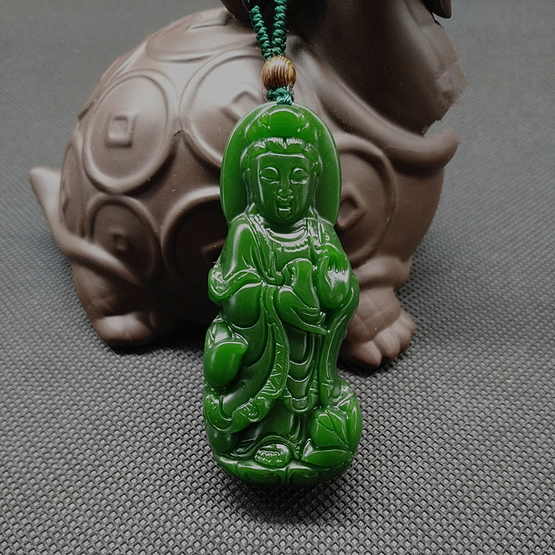 

Natural Jasper Hand-carved Guanyin Pendant Fashion Boutique Jewelry Men and Women Bodhisattva Necklace Gift Accessories