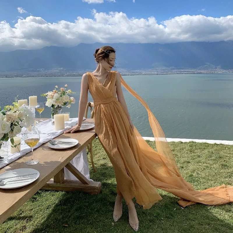 

Fairy Lace Dress Summer Cute Sweet Newest French Popular Romance Chic Chiffon Female Solid Elegant Vestido Party Robe Sexy