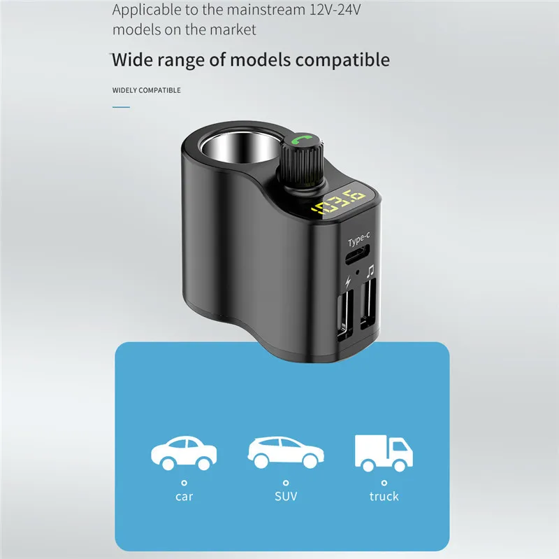 Bluetooth Car Charger LED Fast Duble USB Ports Mobile Phone Charging Answer The Play Safety Compatibale And Convenience | Мобильные