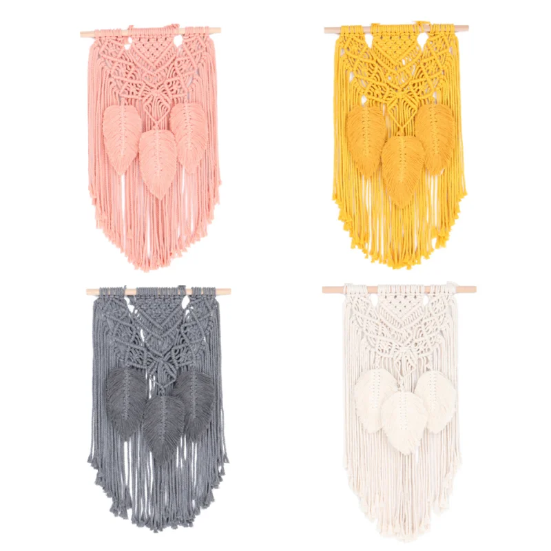 Новинка серый желтый розовый гобелен из макраме настенный богемный шик