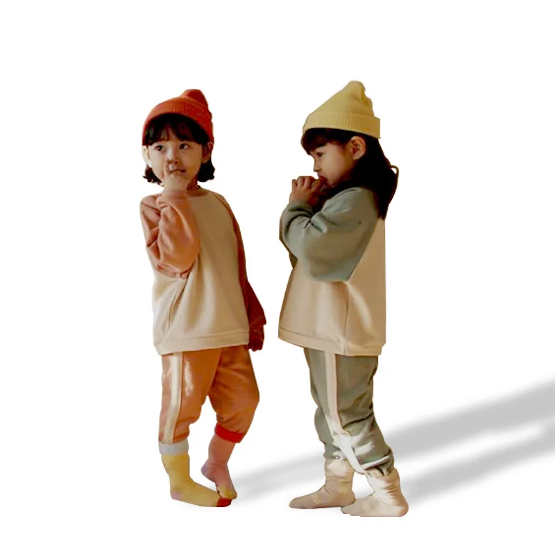 

2020 autumn girl long-sleeved color matching suit children's cotton casual two-piece suit