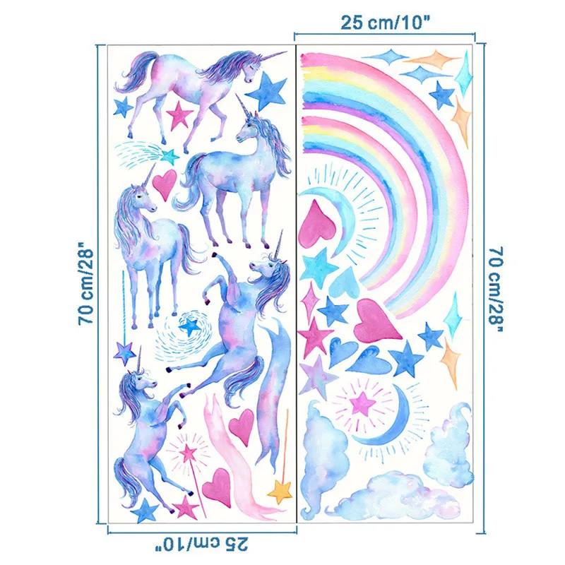 Наклейки на стену в виде единорога для детской комнаты спальни гостиной