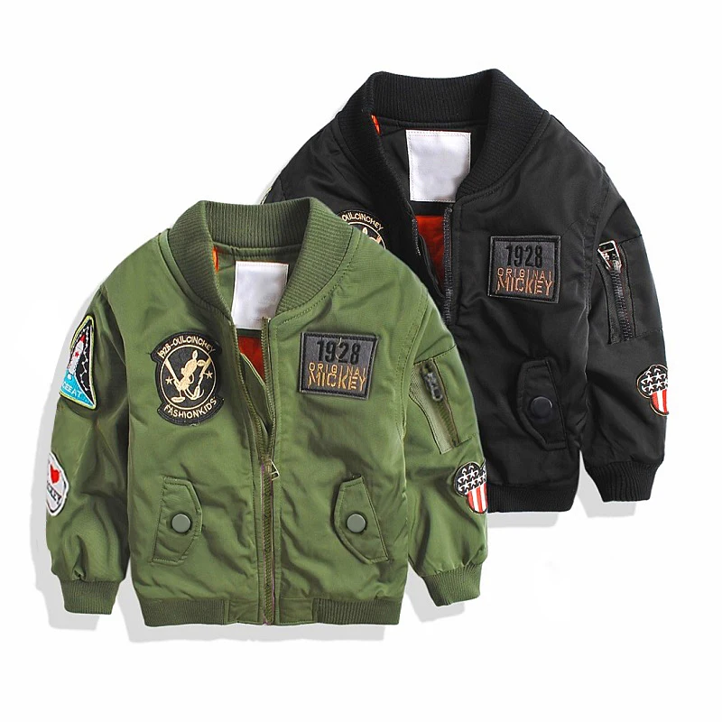 Весна-Осень 2020 куртки для мальчиков куртка-бомбер зеленая ветровка Детская