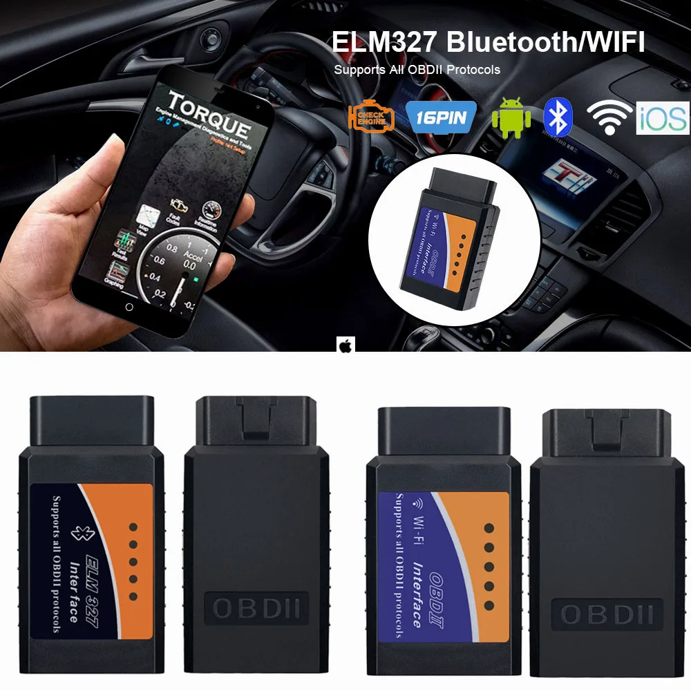 Автомобильный диагностический сканер OBD2 ELM327 V1.5 WIFI OBD 2 Bluetooth ELM 327 Wi Fi 1 5 IOS Android