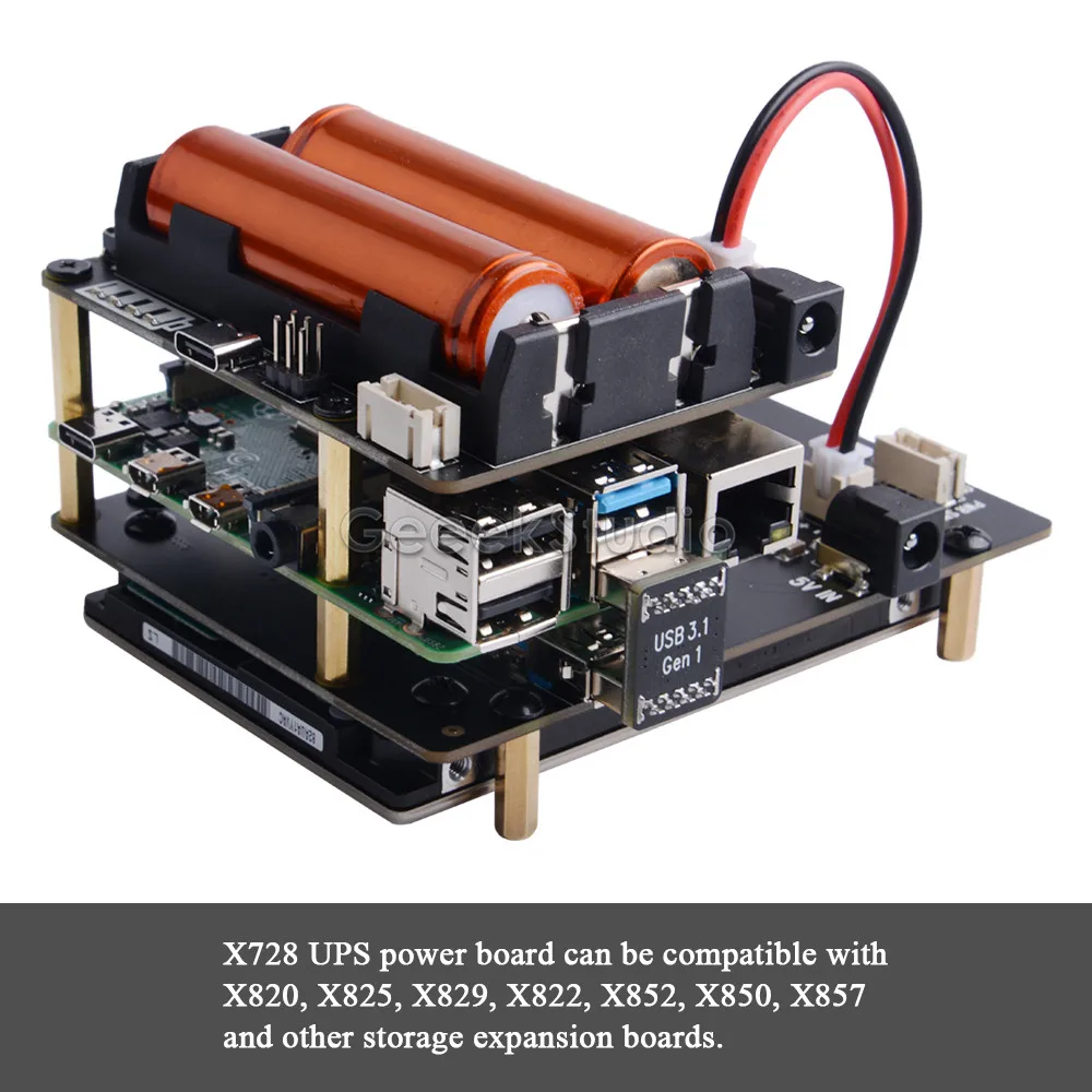 

Raspberry Pi 4B/3B+/3B X728 UPS HAT& Power Management Board with AC Power Loss Detection, Auto On & Safe Shutdown Function