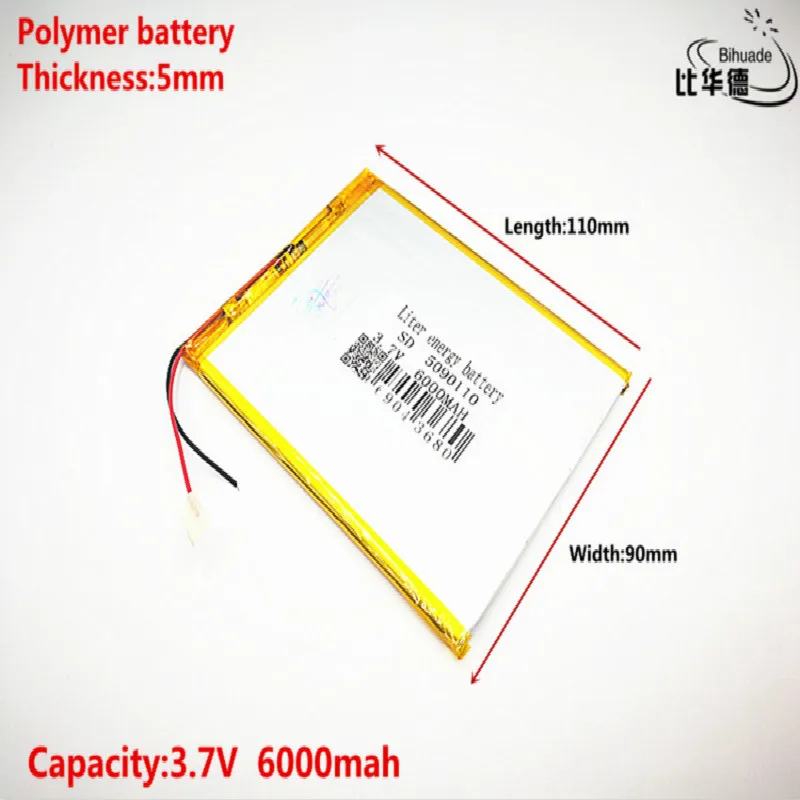 

Good Qulity 3.7V,6000mAH 5090110 (polymer lithium ion battery) Li-ion battery for tablet pc 8 inch 9 inch 10 inch