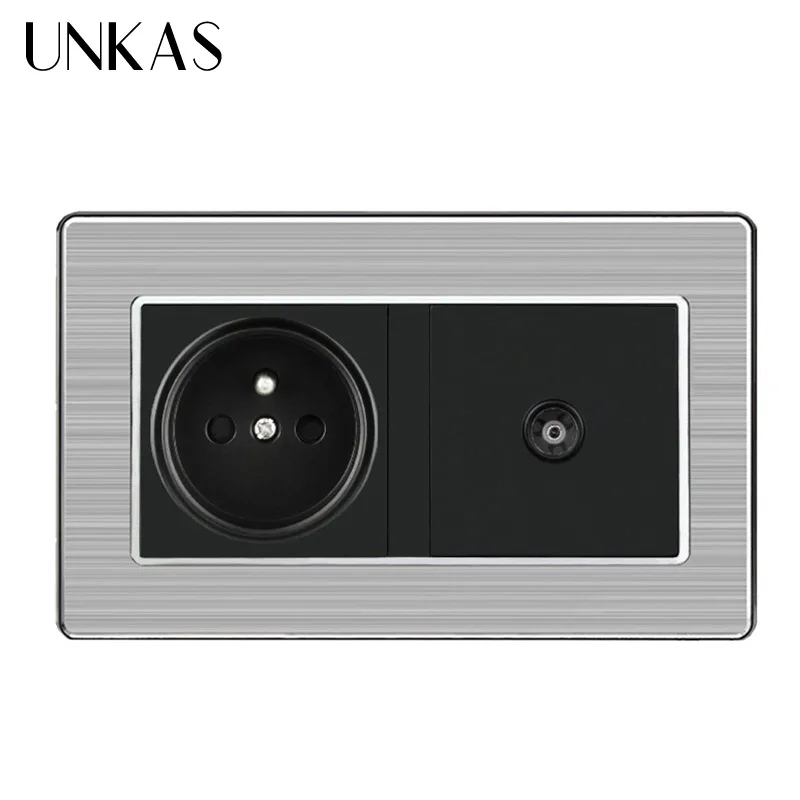 Французская стандартная настенная розетка UNKAS с заземлением 16 А + Женская ТВ из