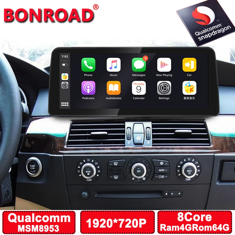

12.3" Car Radio 1920x720P IPS 4G ram 64G Rom Wifi GPS 4G LTE Car Multimedia Player For BMW 5 Series E60/E61 CCC/CIC BT Carplay