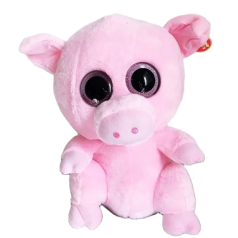 

New 6" 15cm Ty Big Eyes Stuffed Peas Plush Animal Soft Pink pig Doll Collection Boys and Girls Christmas Birthday Gift