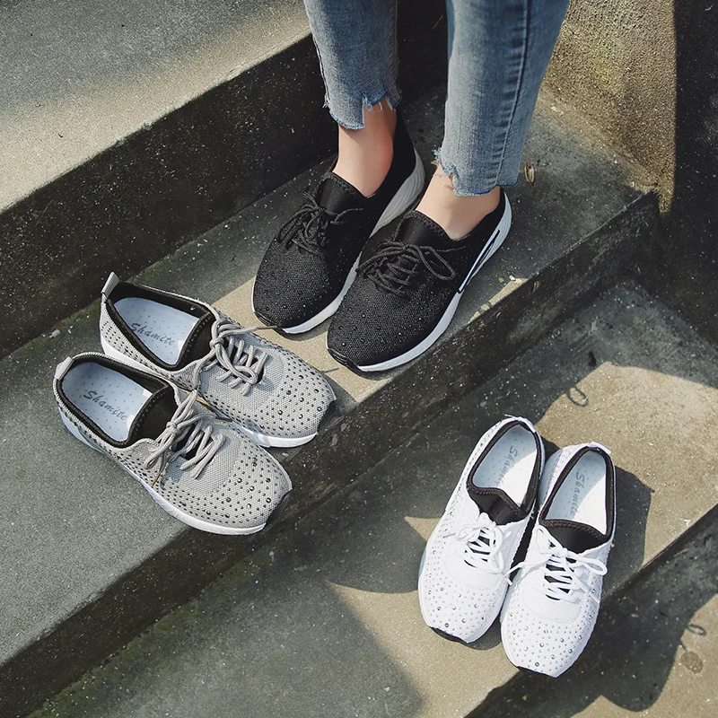

Summer Women Fashion Training Sneakers Shiny Bling Air Mesh Breathable Shoes Soft Cozy Sock Shoes Ladies Running Walking 2021