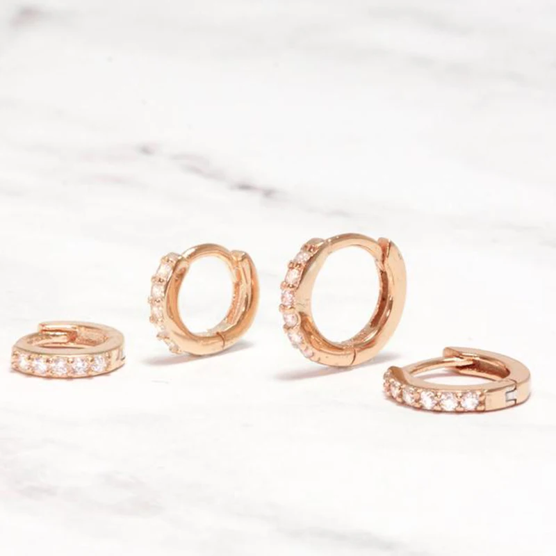 

AIDE 6/7/8/9mm Zircon Hoop Earrings For Women Cute Piercing Huggie Earrings Ear Cartilage Nose Ring Silver 925 Jewelry kolczyki