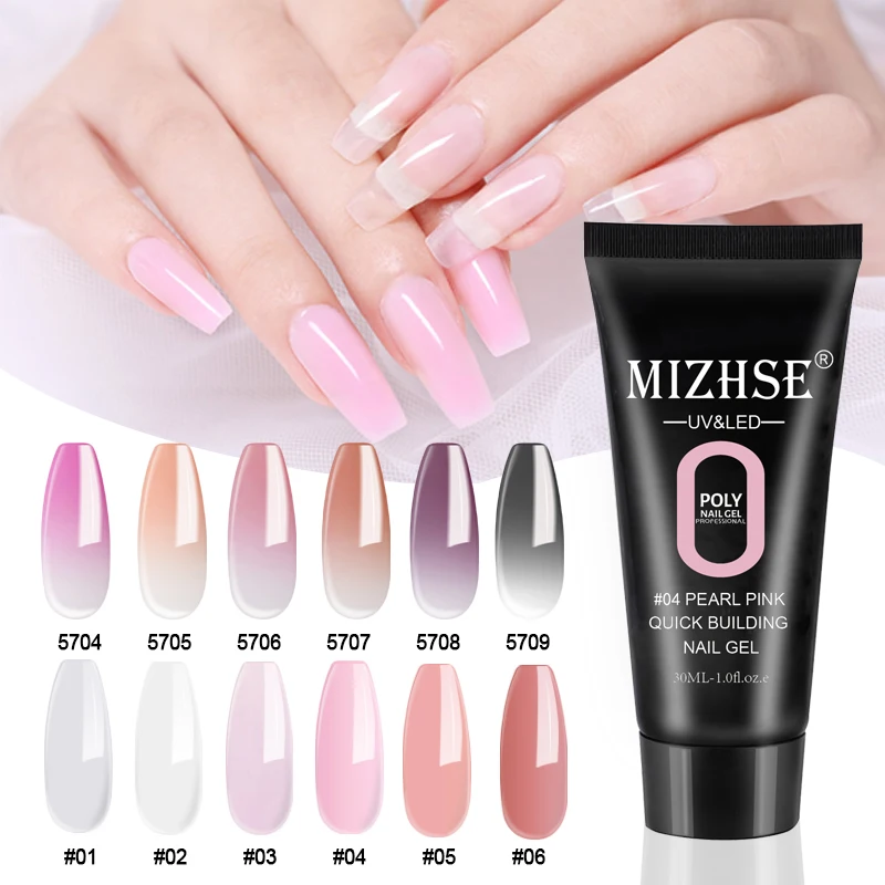 MIZHSE акриловый цветной полигель для ногтей УФ светодиодный гель быстрого