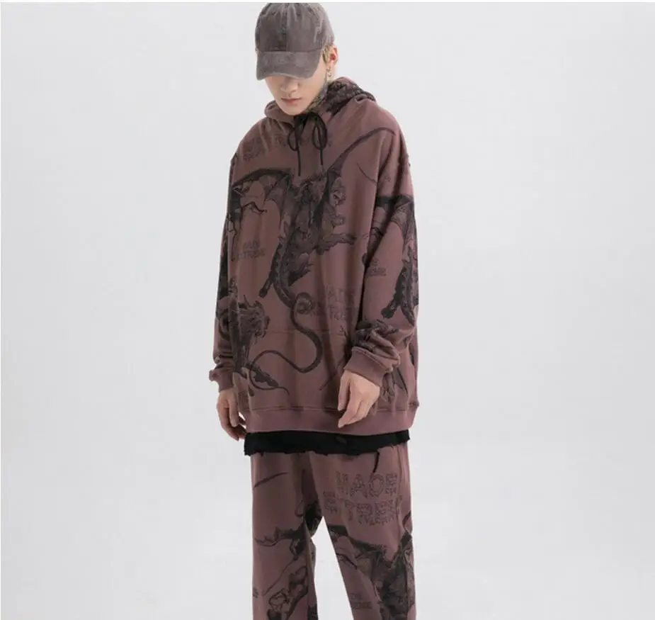 Осенне зимняя мужская толстовка с капюшоном в темном стиле готическом ретро