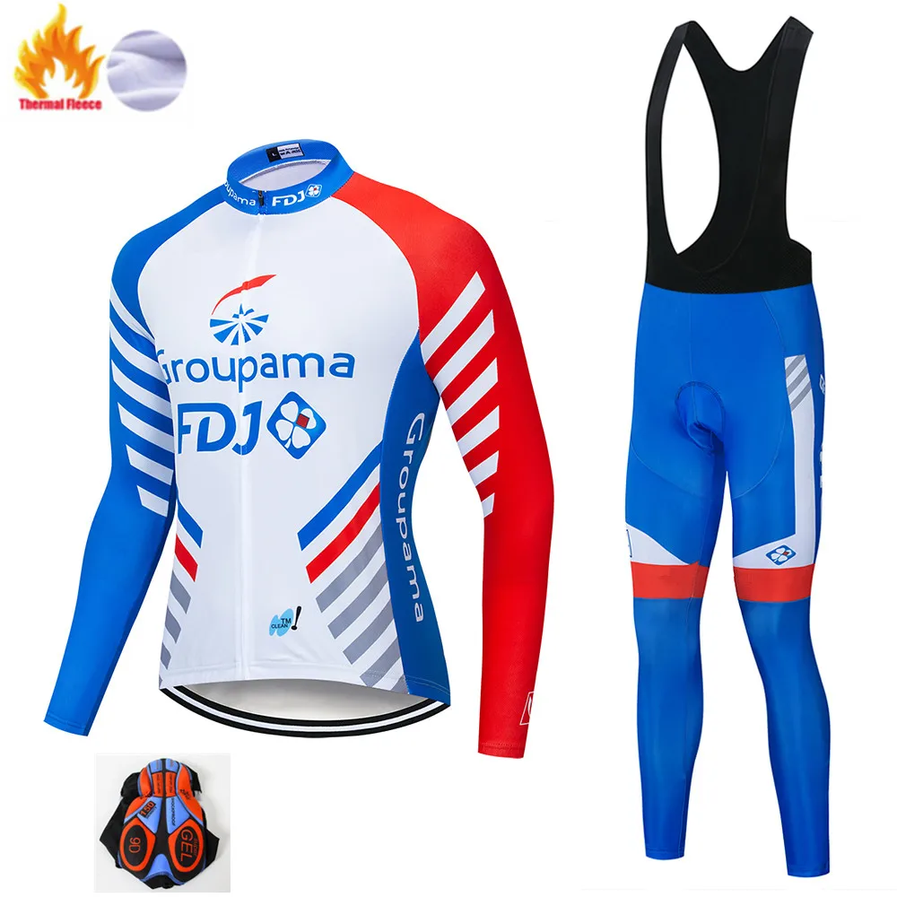 Зимняя Термальная одежда для велоспорта FDJ Pro Team мужской комплект из Джерси с