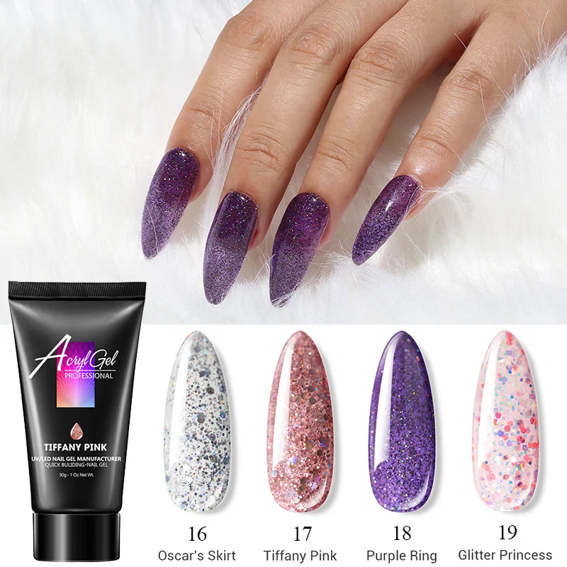 Modelones 4 шт./лот акриловые продлить лак для ногтей Гель Сияющие блестящие украшения