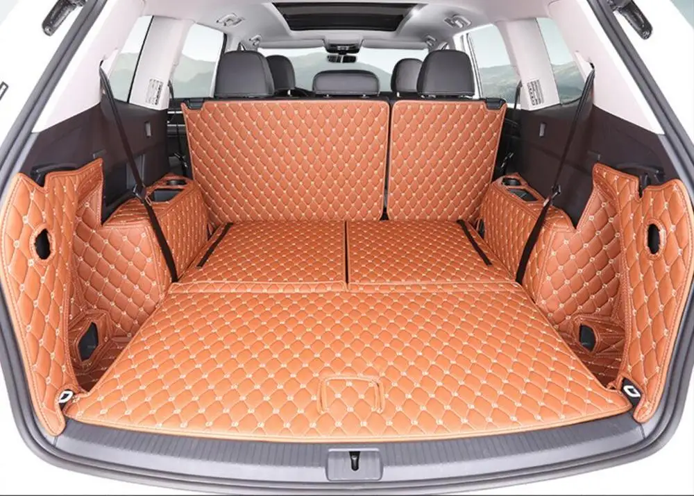 fiber leather car trunk mat cargo mat for volkswagen Atlas 2017 2018 2019 5d cargo liner car accessories