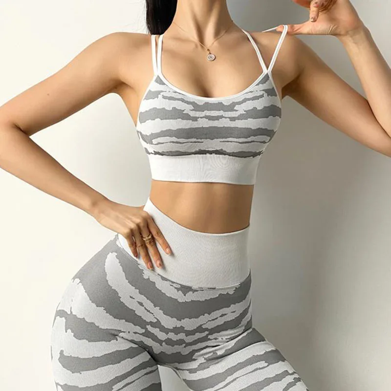 

NORMOV Sexy Zebra Pattern Print Bras Fitness Women Elastic Shockproof Push Up Bras Female Workout Underwear Top Woman Seamless