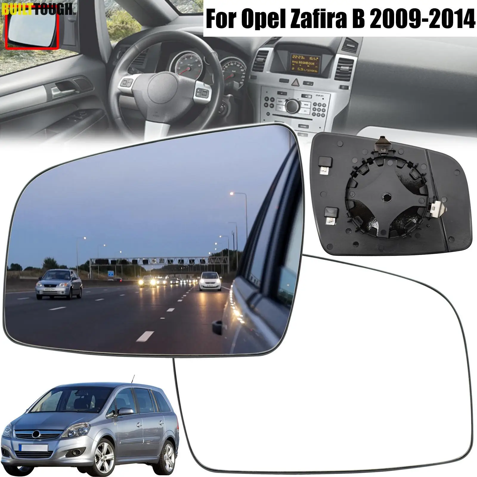 

For Opel / Vauxhall / Chevrolet Zafira B 2009 - 2014 Left Right Door Side Wing Mirror Glass Heated Rear View Rearview Convex