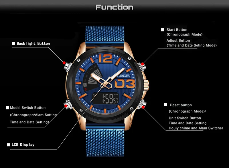 Новые мужские армейские военные наручные часы LIGE люксовый бренд Мужские модные