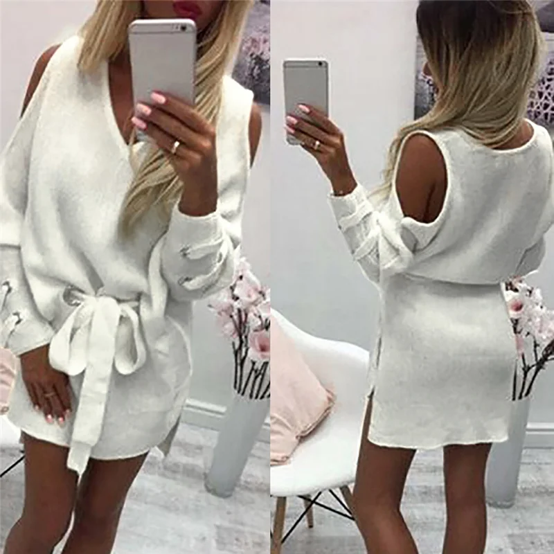 Женский свитер с поясом женские туфли на каблуках Туфли пуловер свободного кроя