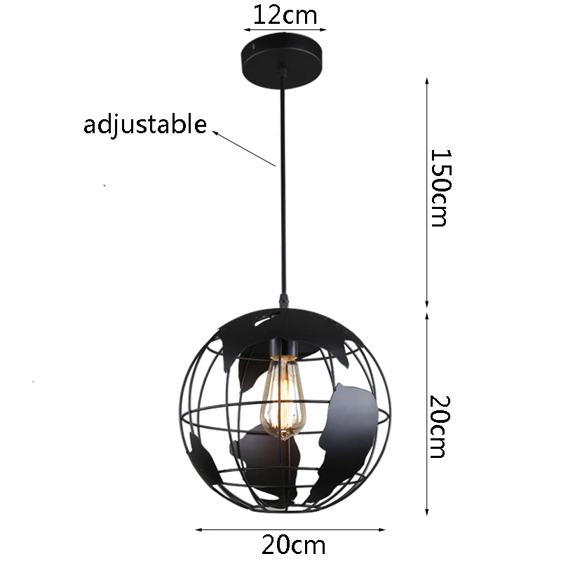 Винтажная Подвесная лампа в виде глобуса железный светодиодный абажур клетки