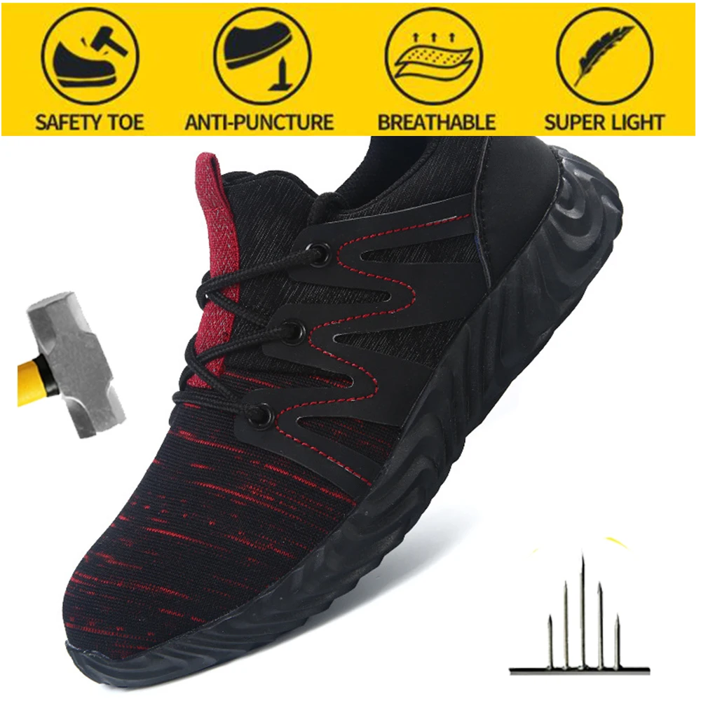 

Dorpshipping Safety Shoes Men Casual Sports Wear Lightweight Anti-puncture Safety Work Safety Shoes for Men
