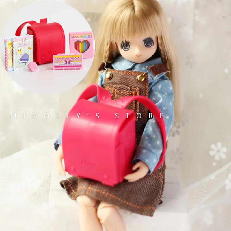 Сумка для куклы Blyth школьный ранец аксессуары кукол Licca pullip Barbies blyth Doll рюкзак 1/6