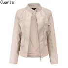 Куртка Quanss из искусственной кожи женская, Модный Роскошный жакет из мягкой искусственной кожи, Байкерская верхняя одежда, весна-осень