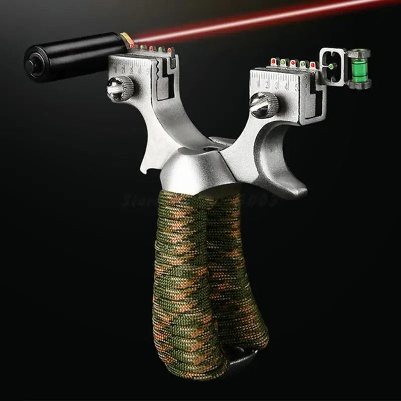 

Stainless Steel Slingshot Outdoor Heavy Duty Hunting Precision Catapult with Three Rubber Bands and Laser Sight