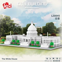 lezi lz8045 miniature diamond small particle building model series white house modular building blocks bricks childrens toy