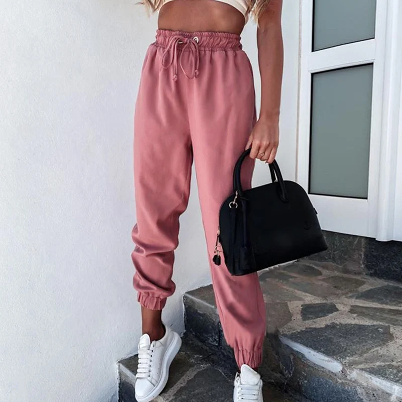 2020 модные женские брюки на весну и лето свободные спортивные повседневные