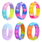 Поп-пузырьки, простая игрушка, антистресс, снятие стресса, красочный силиконовый браслет, тревожность, сенсорные игрушки для аутизма, СДВГ, дети