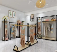 store clothing rack womens store shelf display rack floor to floor combination in the island is hanging display design