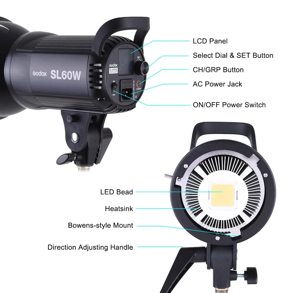 Godox SL-60 SL-60W 60Ws светодиодный видео светильник Дневной сбалансированную воду на