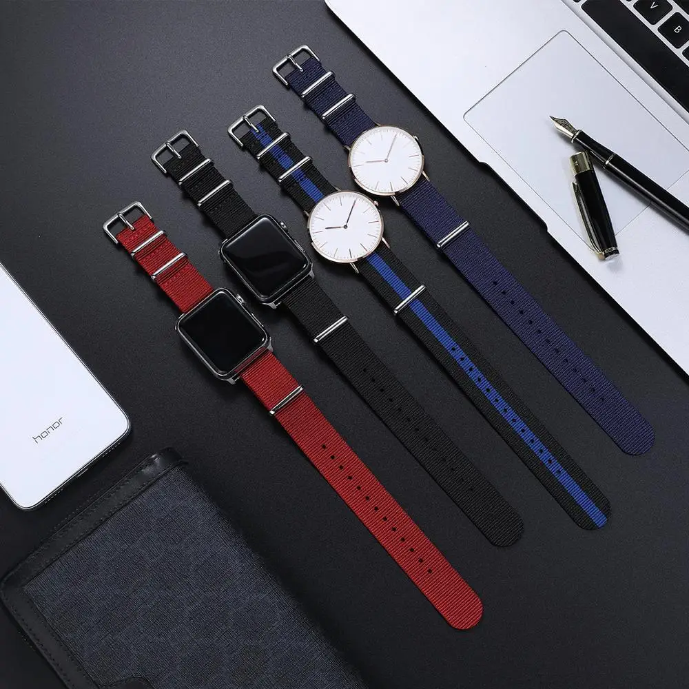 IStrap 3 шт нейлоновые ремешки для часов 18 мм 20 22 Zulu ремешок тканевый многоцветный