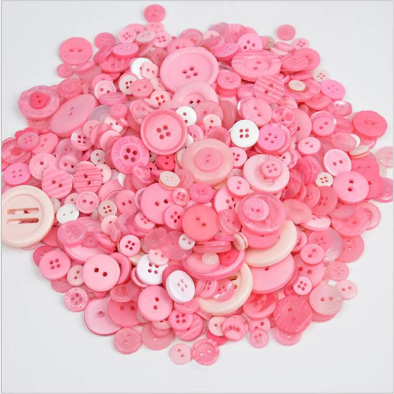 600pcs pink mix 600 шт 2 отверстия/4 отверстия круглые пластиковые пуговицы красная серия Разноцветные полимерные пуговицы, аксессуары для одежды DIY - Цвет: 600pcs pink mix