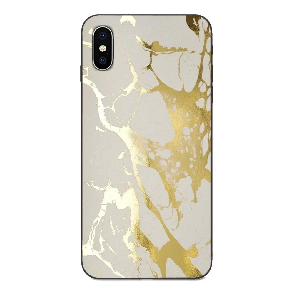 Мягкий Силиконовый ТПУ Черный Твердый чехол для Apple iPhone 4 4s 5 5S SE 6 6S 7 8 Plus X XS Max XR Модный Золотой Мрамор